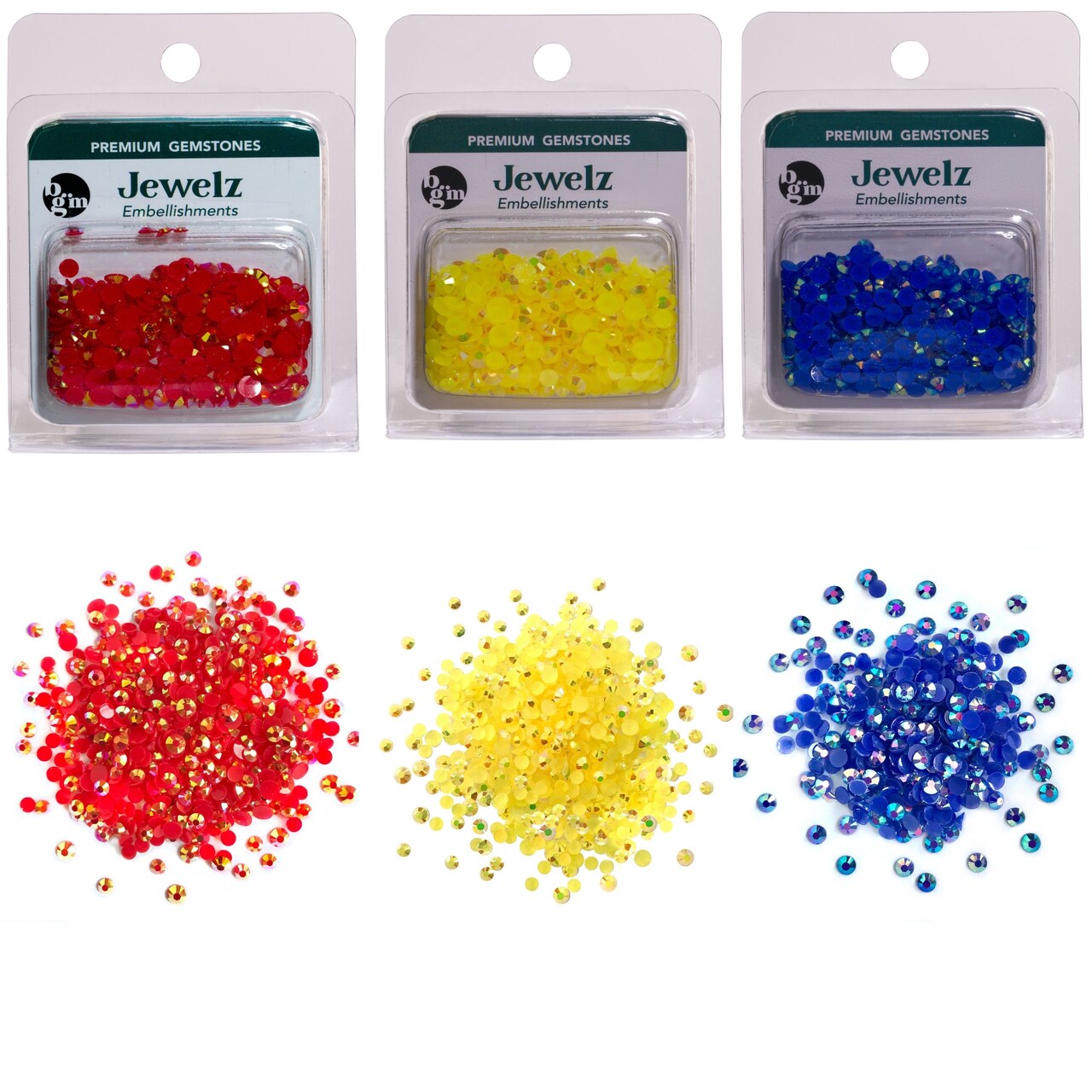 Buttons Galore and More Flat Back Jewelz Bundle in Primary Iridescent Colors - Over 2000 Gems